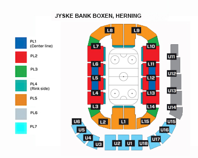 Схема ледового дворца «Jyske Bank Boxen» Хернинг (Дания)
