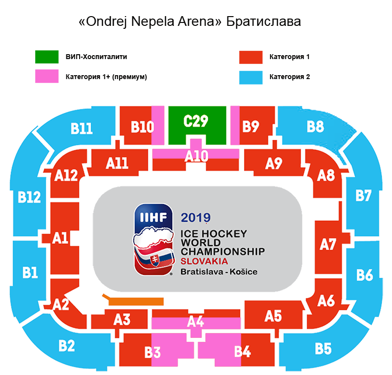 Схема арены Ondrej Nepela Arena, Словакия, Братислава