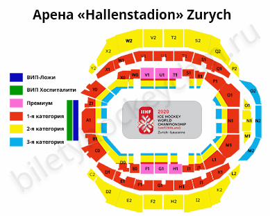 Схема ледового дворца арена «Hallenstadion» Цюрих (Швейцария)