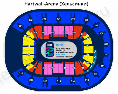Схема ледового дворца «Hartwall Arena» Хельсинки (Финляндия)