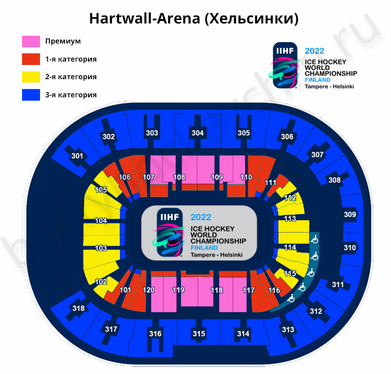 Схема арены «Hartwall Arena» , Финляндия, Хельсинки