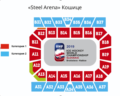Схема ледового дворца «Steel Arena» Кошице (Словакия)