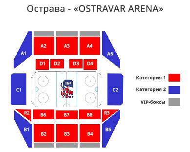 Схема ледового дворца «Ostravar Arena» Острава (Чехия)